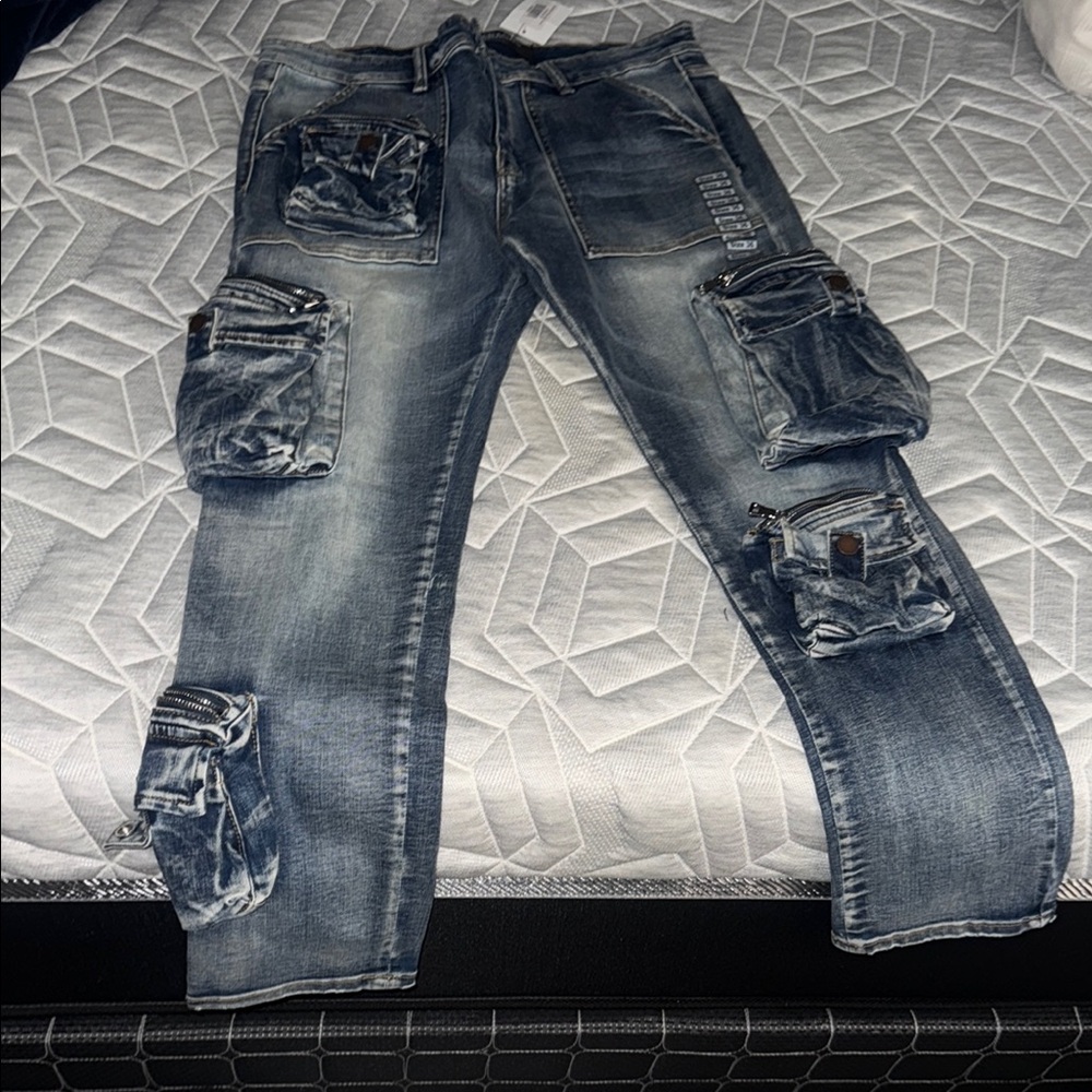 Men's Slim Fit Distressed Jeans - Blue